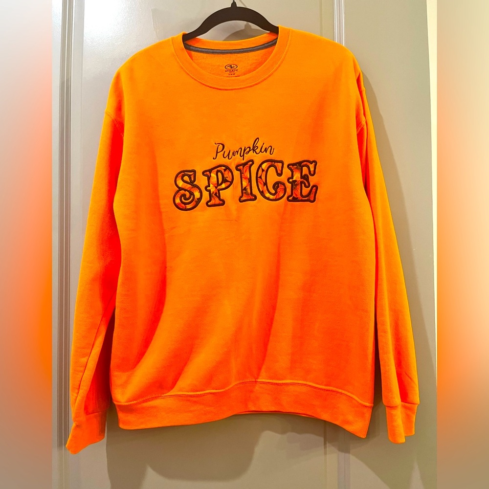 NWOT, Pumpkin Spice, embroidered sweatshirt in Orange.